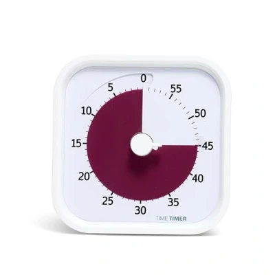 Immagine di Time Timer Home MOD visivo da 60 minuti Edition Homeschooling, per tavolo scuola, ufficio e riunioni con funzionamento silenzioso (bianco foglio)