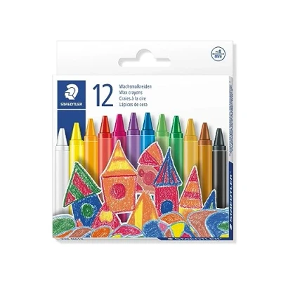 Immagine di STAEDTLER 220 08 C12 Pastelli a cera, larghezza tratto: 8 mm, colori assortiti, confezione da 12