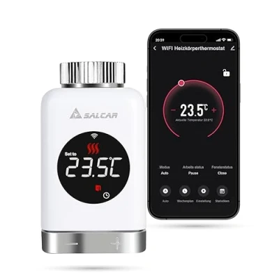 Immagine di SALCAR Valvola Termostatica Intelligente WIFI Termostato TRV801W Testa Compatibili con Amazon Alexa &amp; Google Assistant Programmabili Tuya Smart Termostato, Nessun Gateway Richiesto