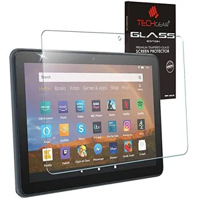 Immagine di TECHGEAR Vetro Temperato Compatibile con Nuovo Amazon Fire HD 8 2022, 2020 / Plus Autentica Pellicola Protecttiva in [Durezza 9H] [Resistente ai Graffi] [Ultra Chiaro]