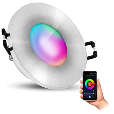 Immagine di SSC LUXon Beda Faretto LED IP65, extra piatto, per esterni e bagno, con lampada Wi Fi Smart RGB CCT, compatibile Alexa, Siri &amp; Google