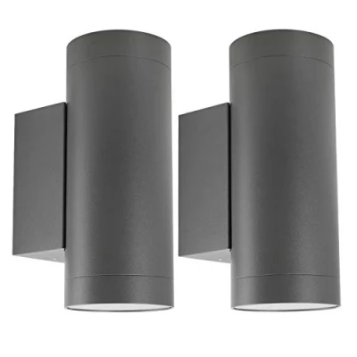 Immagine di Klighten 2 Pezzi Applique da Parete Esterni IP65 Su Giù Lampada Esterno Moderna in Alluminio per Giardino Corridoio Cortile, Attacco GU10, Lampadina non Inclusa, Grigio Scuro