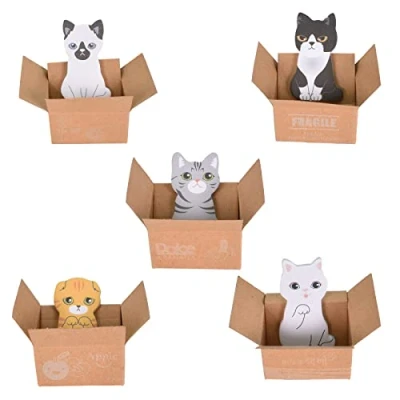 Immagine di Note Adesive, 5 Pezzi 200 Pagine Sticky Notes Mini Adesive a forma di Gatto Carino, Autoadesivi Taccuini Appiccicosi per Memo da Ufficio, Materiale Scolastico, Regali Studenti Bambini