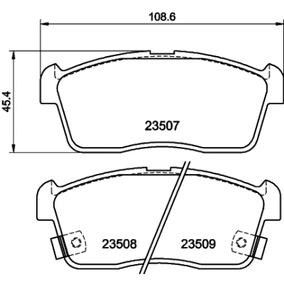 Immagine di HELLA 8DB 355 009 631 Kit pastiglie freno con segnalatore acustico usura DAIHATSU: Sirion II, Cuore 7, 6, SUZUKI: Ignis 2, Celerio, I