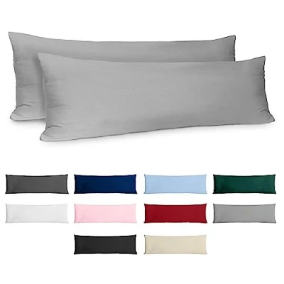 Immagine di Dreamzie Federe 40x145 Cotone Rinforzato (Set da 2) Grigio Chiaro Trama Fitta a 57 Fili/cm² Cuscini cm Cuscino Certificate Oeko Tex