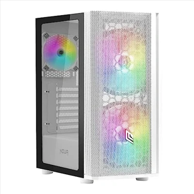 Immagine di Noua Orizon M111 Bianco Case ATX per PC Gaming, Supporta e ATX, 0.50MM SPCC, 3 Ventole LED ARGB Indirizzabile Frontale Mesh Pannello Laterale in Vetro Temperato