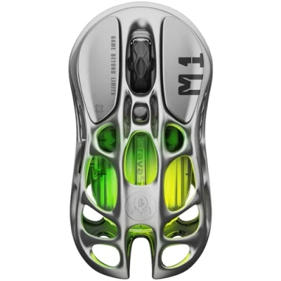 Immagine di GravaStar mouse da gioco senza fili Mercury M1 Pro, MMO in lega di magnesio, 26.000 DPI, 88 g peso leggero con design scavato, 5 pulsanti programmabili, modalità RGB