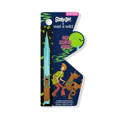 Immagine di Wet n Wild Scooby Doo Old Scholl Swag, Eyeliner Liquido con Pennello Flessibile Preciso, Formula Semitrasparente Modulabile e Finish Micro Glitter, Tonalità Zoinks