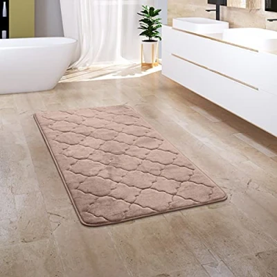 Immagine di Paco Home Tappeto Bagno Tappetino da Doccia Morbido Memory Foam Effetto 3D Lavabile, Dimensione:60x100 cm, Colore:Beige