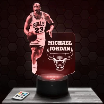 Immagine di Lampada da comodino, Luce notturna tattile M.Jordan pallacanestro illusione 3D LED, idea regalo di Natale per ragazzi e ragazze notte bambini o adulti TOP