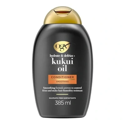Immagine di OGX Balsamo Hydrate &amp; Defrizz + Kukui Oil, capelli crespi con Olio di Kukui, districante efficace contro umidità ed effetto crespo, 385 ml