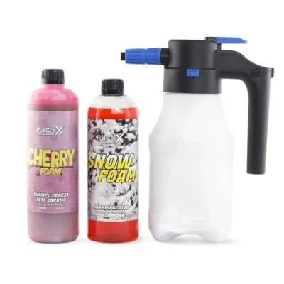 Immagine di FULLCARX Kit Shampoo Auto con Spruzzatore Elettrico Automatico a Pressione, Schiuma Attiva Snow Foam PH Neutro, Sapone Rosa Cherry Foam, Pulizia Lavaggio Esterno, Prodotti Detailing Professionale