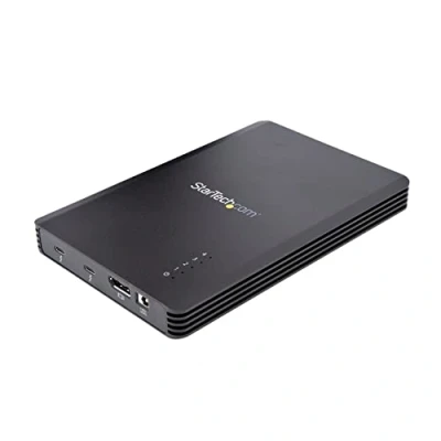 Immagine di STARTECH 4 Bay Thunderbolt 3 NVMe Enclosure, For M.2 SSD Drives, 1x DisplayPort Video/ 2x TB3 Downstream Ports, 40Gbps, 72W Power Supply, External Hard Drive Enclosure (M2E4BTB3), Black