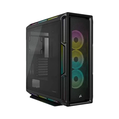 Immagine di Corsair iCUE 5000T RGB, case Mid Tower ATX, 208 LED RGB regolabili singolarmente, spazio per più radiatori da 360mm, cablaggi facilitati, 3 ventole LL120 e Commander CORE XT inclusi, nero