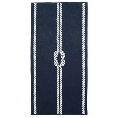 Immagine di ZOLLNER Telo mare 100x200 cm asciugamano da spiaggia assorbente e resistente lavabile a 60C Cotone Design rosso con nodo marino corda bianco Certificato Oeko Tex (R)