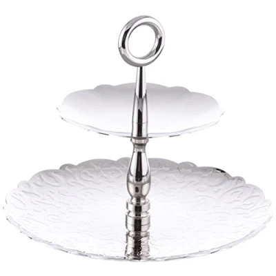 Immagine di Alessi Dressed for X mas Alzata a Due Elementi con Decoro Rilievo, Acciaio Inossidabile, Argento, 25x25x21.00 cm
