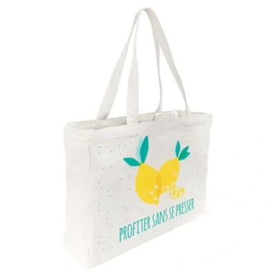 Immagine di Draeger Paris Tote Bag &quot;Profiter sans se presser&quot;(in francese) Leggero, resistente e ultra morbido, interno spazioso, in cotone 100% Tracolla solida confortevole Borsa shopper riutilizzabile