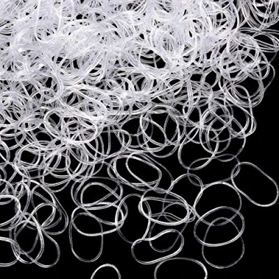 Immagine di Confezione da 1000 Mini Elastici Gomma Morbidi per Bambini Capelli, Trecce Acconciatura Sposa e di Più (Trasparente)
