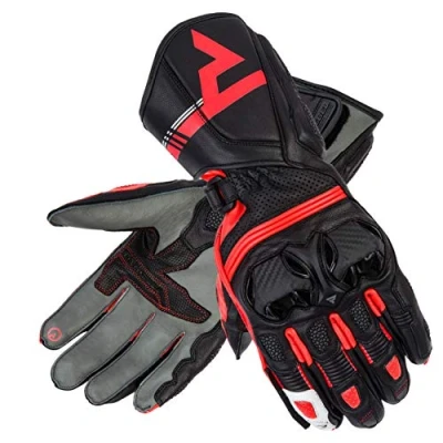 Immagine di REBELHORN ST Long Guanti da moto in pelle lunghi per uomo Pannelli superfabric schiuma SAS TEC Ventilazione Elementi flessibili Cuscinetti compatibili con touchscreen