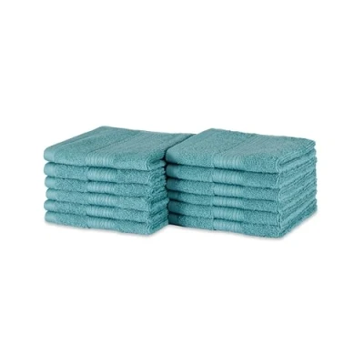 Immagine di Amazon Basics Asciugamano per il viso in cotone biologico, resistenti allo sbiadimento, Confezione da 12, 30 x cm, verde acqua