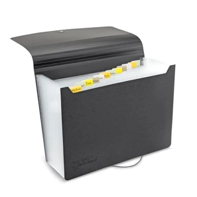 Immagine di Rapesco 1638 Germ Savvy Antibatterico, Portadocumenti a Soffietto con 13 Tasche, A4, Nero