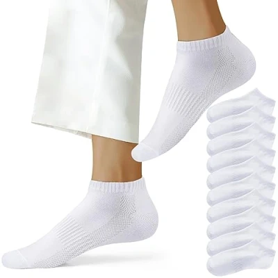 Immagine di NUOZA Calze Uomo 47 50 Calzini Donna Corti Elasticità in Cotone Sneaker Calzetti comodo 10 Paia,201 Bianco,47