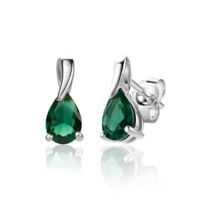 Immagine di Miore Orecchini Donna Oro Bianco 9KT 375, Gocce di Smeraldi. anallergici con perno passante e chiusura a farfalla.