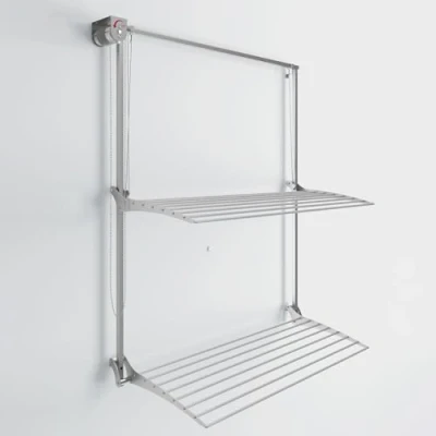 Immagine di foxydry Wall Plus, Stendibiancheria da parete, stendino muro verticale, a scomparsa richiudibile interno e esterno (Standard, 100)
