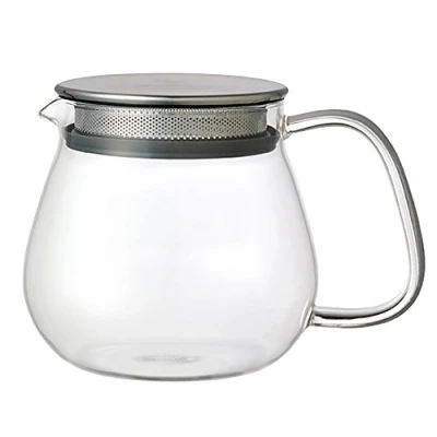 Immagine di Kinto Unitea Teiera One Touch da 460 ml Resistente al calore in vetro con filtro e coperchio acciaio inox