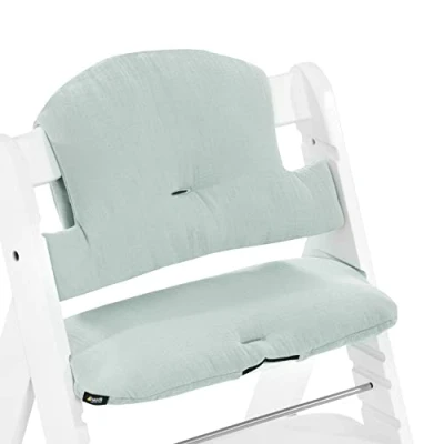 Immagine di hauck Cuscino Seggiolone Highchair Pad Select Alpha+, Beta+ in Cotone Facile da Fissare, 2 Pezzi Menta, Muslin