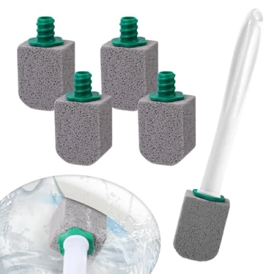 Immagine di 5 Pezzi pietra pomice wc,con 1 manico,pietra per pulire wc,pietra ceramica,Pulisce efficacemente le macchie più ostinate