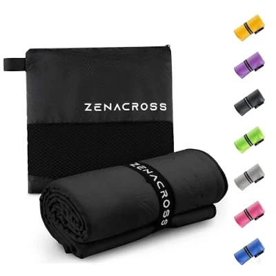 Immagine di Zenacross Asciugamano Palestra 50x30cm Microfibra a Rapida Asciugatura e Versatile Telo Taglie S Nero