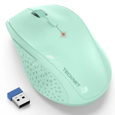 Immagine di TECKNET Mouse Wireless, 4800 DPI Silenzioso Senza Fili Ergonomico, 2.4 GHz Ricevitore, 6 Pulsanti, 30 Mesi Durata Batteria, Compatibile con PC, Laptop, Mac, Chromebook