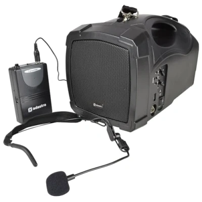 Immagine di Adastra PA palmare con batteria ricaricabile integrale, microfono senza fili, USB, FM e Bluetooth