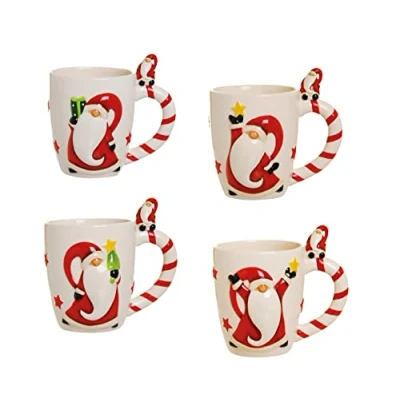 Immagine di Merry Christmas Set Mug 4 Pz. 260 ml Bianco/Rosso