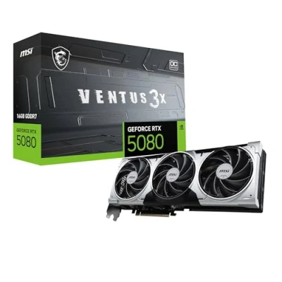 Immagine di MSI NVIDIA GeForce RTX 5080 16G VENTUS 3X OC PLUS GDDR7 256bit, scheda video con frequenza di boost fino a 2655 MHz, PCIe Gen 5, DLSS 4, 3 porte DP 2.1, 1 porta HDMI SFF (Small Form Factor)
