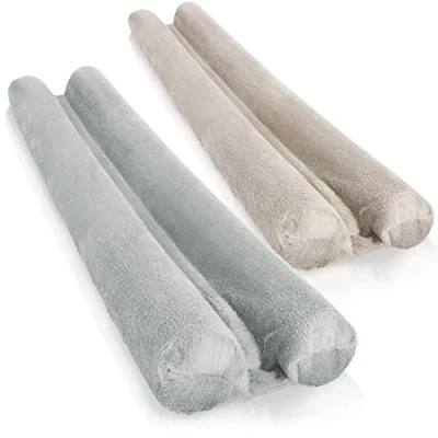 Immagine di com four® 2x Paraspifferi per Porte in Microfibra Con Doppia Guarnizione Protezione Efficace contro Correnti d&#039;Aria e Rumore 86 cm (02 pezzi grigio/tortora)