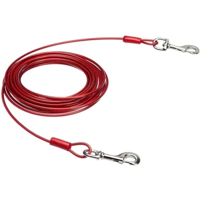 Immagine di Amazon Basics Guinzaglio da cortile per cani fino a 57 kg, 9,14 m, Rosso