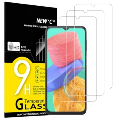 Immagine di NEW&#039;C 3 Pezzi, Vetro Temperato per Samsung Galaxy M33 5G (6,6 Pollici), Pellicola Prottetiva Anti Graffio, Impronte, Senza Bolle, Durezza 9H, 0,33mm Ultra Trasparente, Resistente