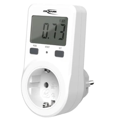 Immagine di ANSMANN Misuratore di energia digitale compatto APM 1 contatore consumo energetico Energy Check/contatore corrente fino a 3680 W con funzione memoria e protezione da contatto integrata,