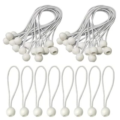 Immagine di 50 Pezzi Bungee Ball Elastico,Corde Elastiche,Elastici con Sfera,Tenditori Elastici,Corda Elastica per Teloni,Bianco