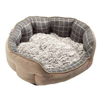 Immagine di Petface Check And Bamboo Cuccia Ovale per Cani o Gatti, Grande, Colore: Grigio