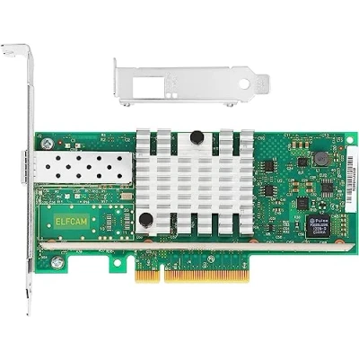 Immagine di Elfcam® Scheda di Rete 10GbE SFP+ per Intel X520 DA1(Intel E10G42BTDA) 82599EN Chip, Single Porte SFP+, PCI Express Ethernet x8 LAN Adapter, 10Gb NIC Windows Server, Win8, 10, Linux, VMware