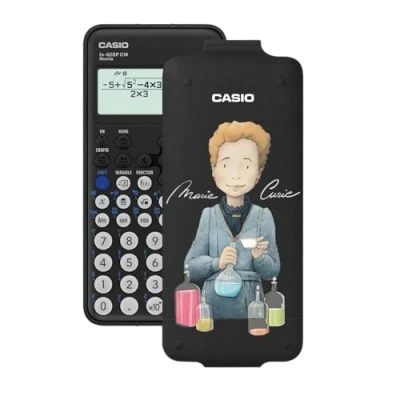 Immagine di Casio FX 82SP CW Calcolatrice scientifica, con Marie Curie illustrata da Raquel Riba Rossy, consigliata per il curriculum spagnolo e portoghese, 5 lingue, più di 300 funzioni, colore grigio scuro