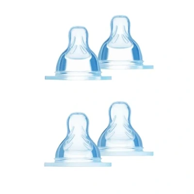 Immagine di MAM Quadripack con 2 Tettarelle Misura e 3 (Set da 4), Tettarella piatta simmetrica in morbido Silicone SkinSoft, Kit accessori neonato 2+ mesi per l&#039;allattamento