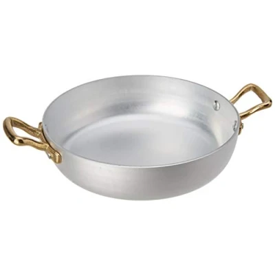 Immagine di Pentole Agnelli Linea 1932 Tegamino a Servire in Alluminio con Due Maniglie Ottone