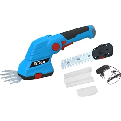 Immagine di Güde 95508 Kit per la cura del giardino a batteria GPS 7,2 V 1,5 agli ioni di litio (batteria V, set composto da cesoie erba e siepi/cespugli), blu, 48 x 10 cm