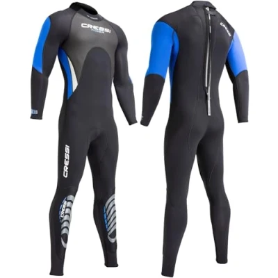 Immagine di Cressi Morea Wetsuit Full 3 mm, Muta Monopezzo Neoprene Ultrastretch Uomo, Nero/Blu/Argento, XL/5