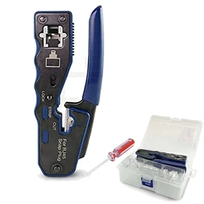 Immagine di Pinza crimpatrice professionale in acciaio per lan ethernet RJ45 con tecnologia passante idonea plug CAT.5e, CAT.6 e CAT.7