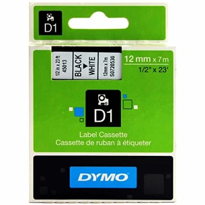 Immagine di Dymo Nastro adesivo autoadesivo nero su bianco rotolo (1,2 cm x 7 m) 1 S0720530